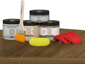 Retique It Multi-purpose Wood'n Kit (Med) in barn wood finish with exterior topcoat, displayed on a table.