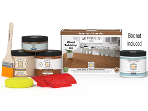 Retique It® Wood'n Finish Kit in cedar for tabletops, featuring stain and finishing products in double size package.