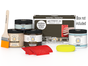 Retique It® Wood'n Kit in charcoal for interior top coat, includes multi-purpose wood finish components in a box.