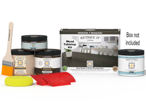Retique It® Wood'n Finish Kit double size in Charcoal stain, featuring staining tools and supplies for wood finishing projects.