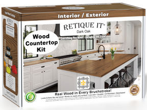 Dark oak stained countertop kit for kitchen island by Retique It®, featuring a sleek and durable surface for modern kitchens.