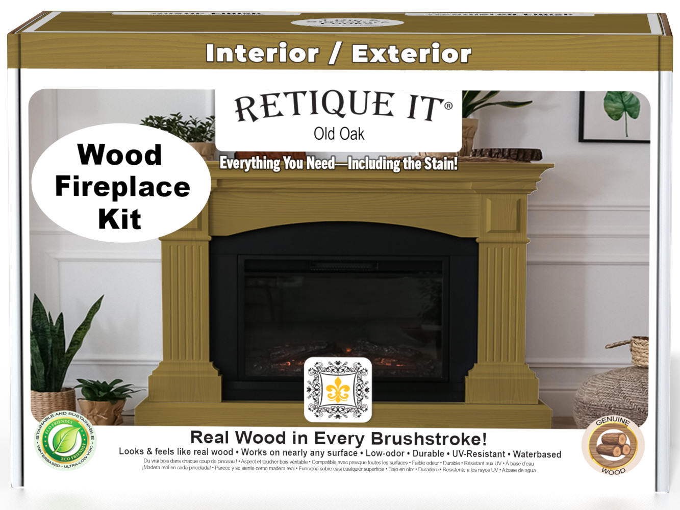 Retique It® Fireplace Wood'n Finish Kit in Old Oak stain, includes full fireplace stain set with wood finish options.