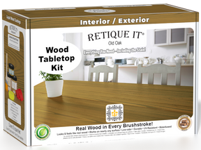 Retique It® Wood'n Finish Kit in Old Oak for tabletops, includes stains and tools for a double-sized wood finish project.