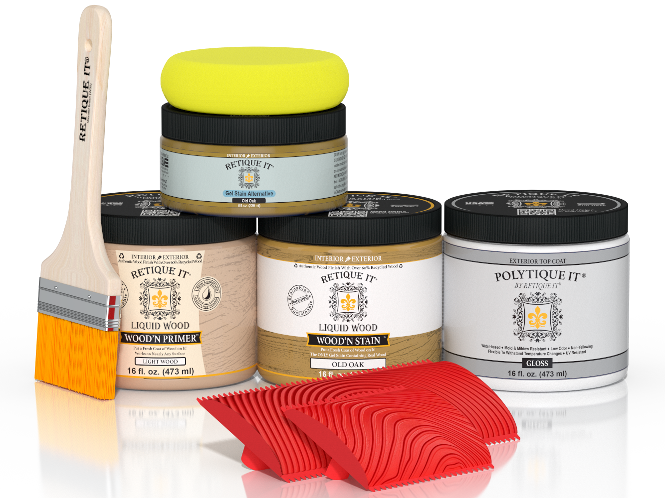 Retique It® Wood'n Kit in Old Oak for exterior top coat, featuring gloss finish and multi-purpose wood finish application.