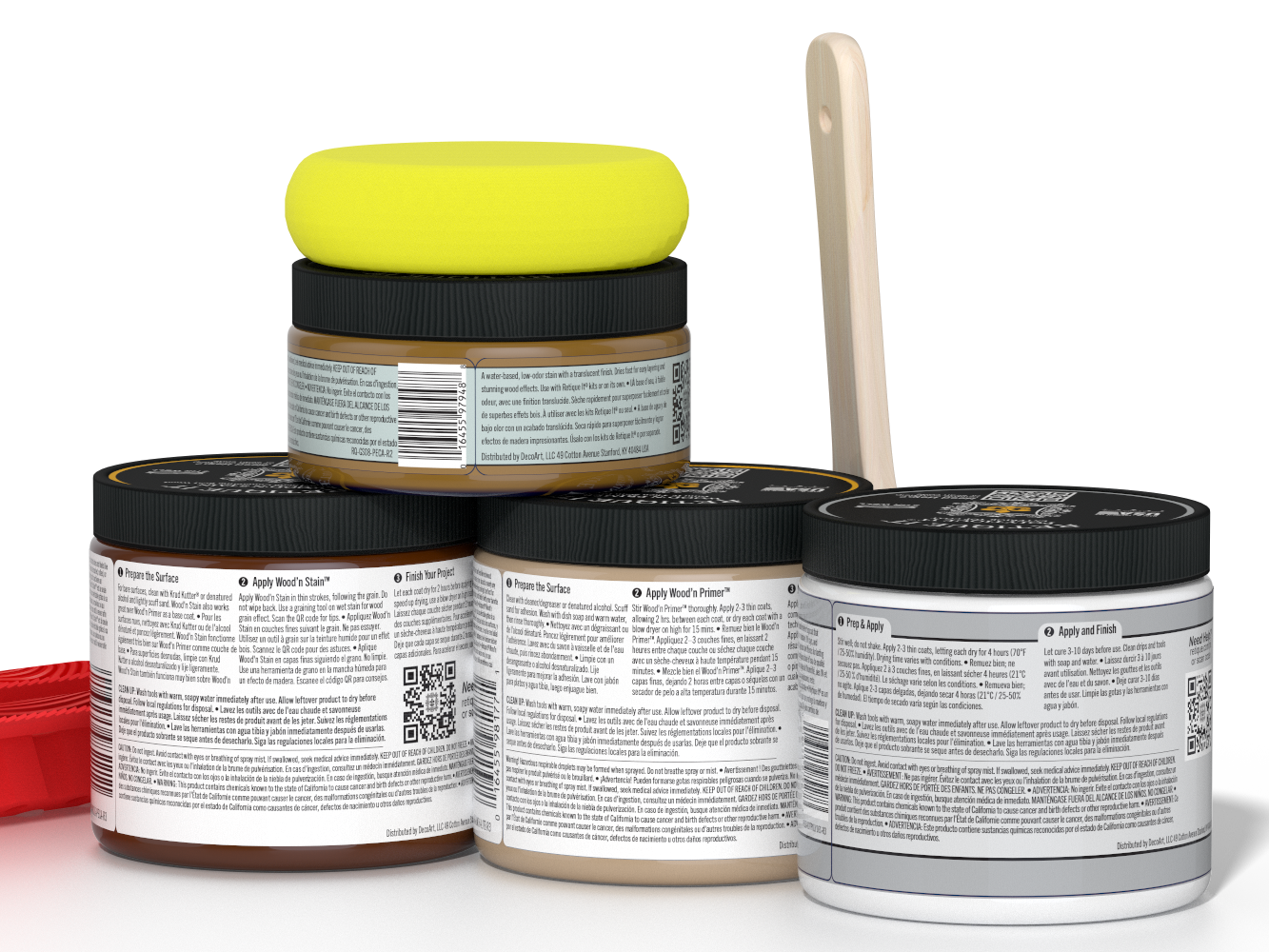 Retique It® Wood'n Kit in Dark Pecan for exterior wood finishing, showing the kit components and application tools.