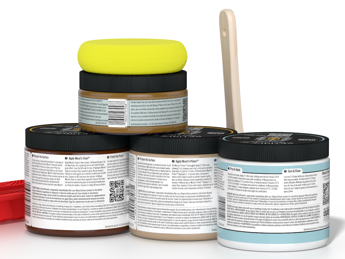 Back view of Retique It® Wood'n Finish Kit (Med) in Dark Pecan for interior top coat, showing wood finish application details.