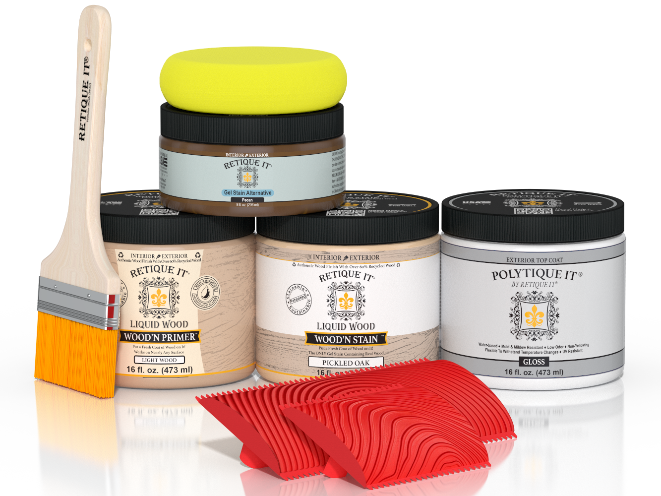 Retique It® Multi-purpose Wood'n Kit in Pickled Oak with gloss finish, designed for exterior wood top coating and protection.