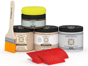Retique It® Wood'n Finish Kit in Pickled Oak for exterior use, includes matte top coat for protecting wood surfaces.