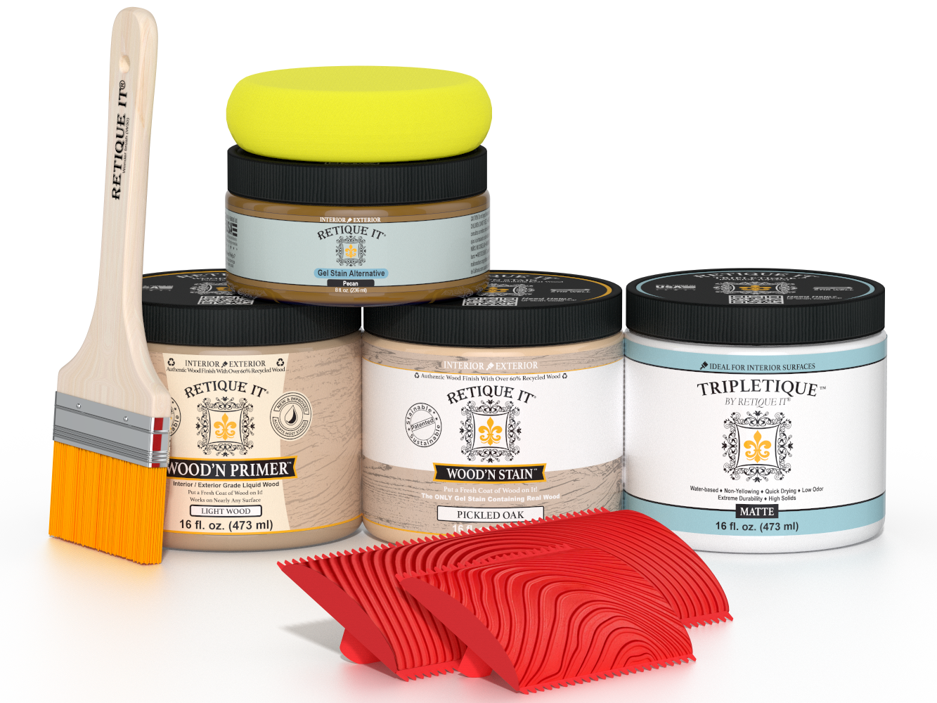 Retique It® pickled oak countertop kit for kitchen islands, featuring stain application and natural wood finish.