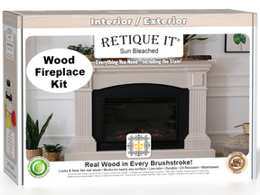 Retique It® Fireplace Wood'n Finish Kit in Sun Bleached for full fireplace renovation, includes wood finish and application tools.