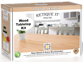 Retique It® Wood'n Finish Kit for tabletops in White Oak, featuring stains and finishing supplies in a double-size kit.