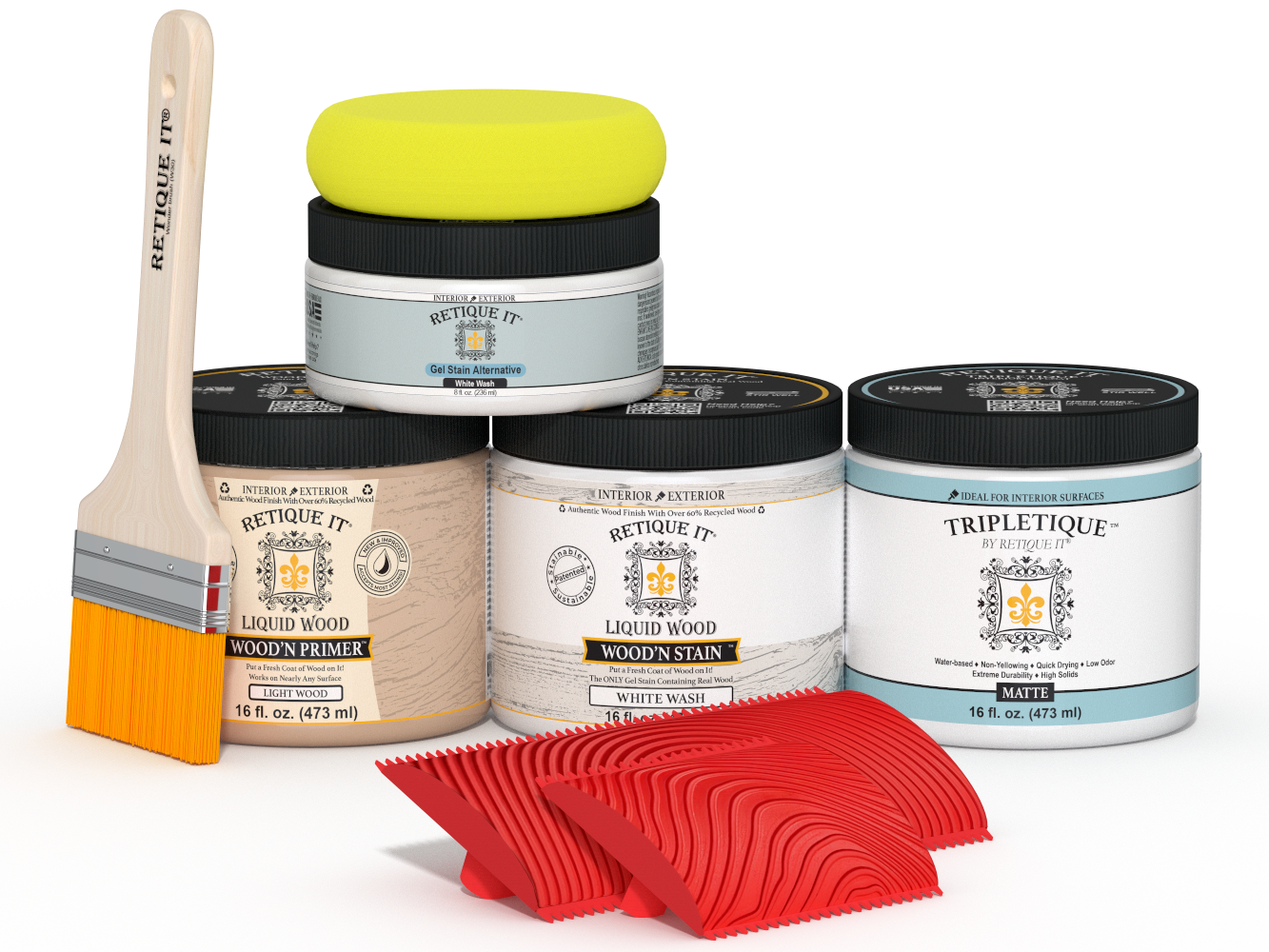 Retique It® Wood'n Kit in White Wash, interior top coat for multi-purpose wood finishing, shown in a close-up image.