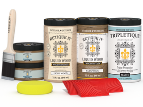 Retique It® Barn Wood countertop kit featuring stains, matte finish, designed for full kitchen countertops with rustic wood look.
