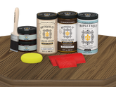 Large Black Walnut Wood'n Finish Kit by Retique It® for interior top coats, shown with wood surface and matte finish.