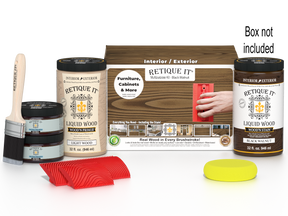 Large Black Walnut Wood'n Finish Kit by Retique It® with wood stain and applicators, perfect for multi-purpose woodworking projects.