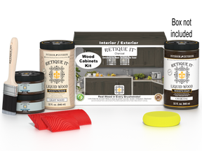 Retique It® Wood'n Cabinet Kit in Charcoal stain featuring 12 grained cabinet doors with a natural wood texture.