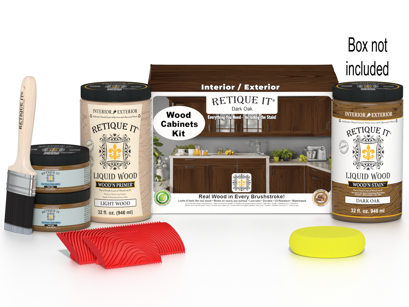 Dark oak Wood'n Cabinet Kit with 12 grained doors by Retique It® for stained wood cabinet projects.