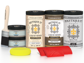Large Wood'n Kit by Retique It® for exterior wood, includes driftwood finish and satin top coat for multi-purpose wood projects.
