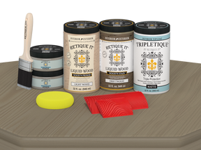 Large Wood'n Kit by Retique It® with Drift Wood finish, featuring interior top coat and matte wood surface for furniture and decor.
