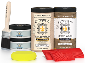 Retique It® Wood'n Cabinet Kit in French Oak stain, featuring 12 grained cabinet doors with a natural wood finish.