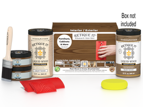 Large Modern Walnut Wood'n Finish Kit by Retique It® featuring wood finishing supplies in a box.