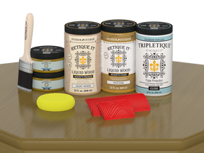 Glossy large wood finish kit from Retique It® in Old Oak for interior top coating, featuring a multi-purpose Wood'n Kit for furniture.