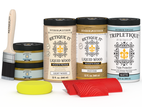 Large Old Oak Wood'n Finish Kit by Retique It® for interior top coat, includes wood finishing supplies in matte finish.