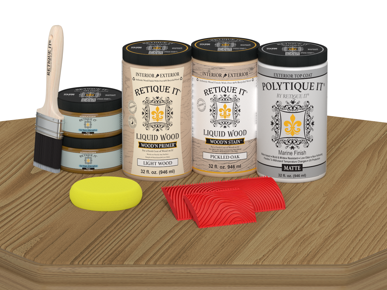 Large Wood'n Kit by Retique It® in Pickled Oak finish with matte top coat for exterior wood projects and finishing.