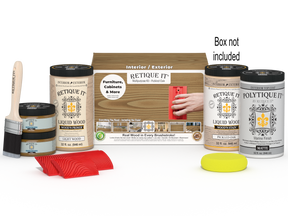 Large Multi-purpose Wood'n Kit by Retique It in Pickled Oak, includes exterior top coat for wood finishing projects.