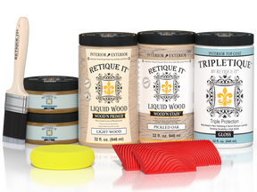 Large Wood'n Kit by Retique It in Pickled Oak finish, containing interior top coat for wood furniture and surfaces.