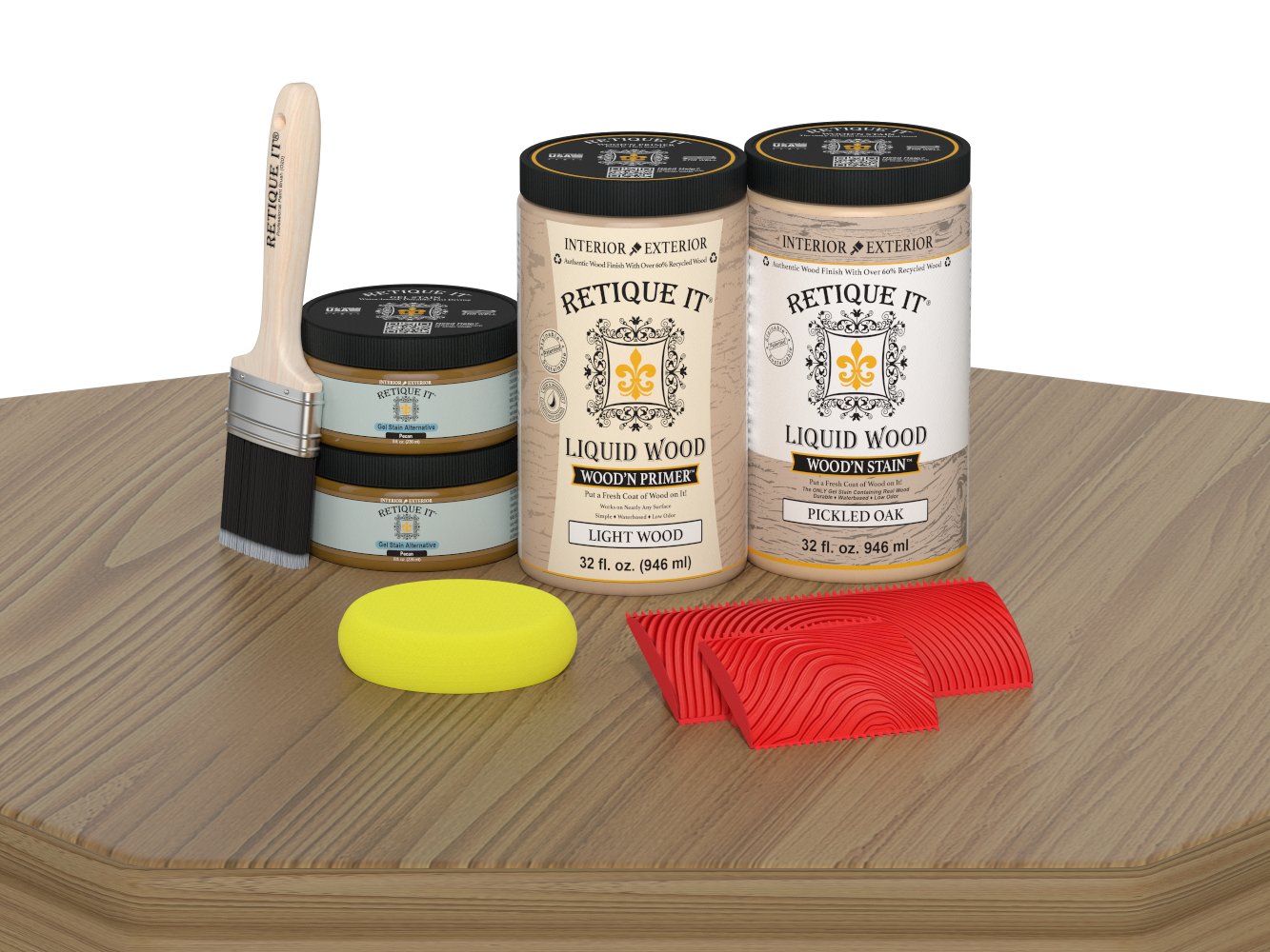Large Wood'n Kit in Pickled Oak by Retique It® for multi-purpose wood finishing, shown on a table surface.