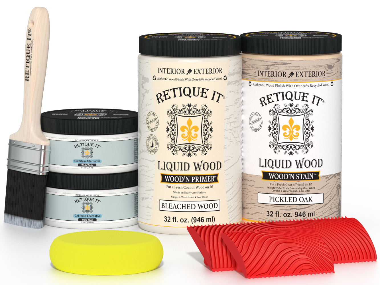 Retique It® Wood'n Cabinet Kit with 12 grained, sun-bleached wood finish doors, showing detailed wood grain and natural texture.