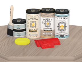 Large Sun Bleached Wood'n Kit by Retique It® for interior top coat, showing matte finish on wood surface.