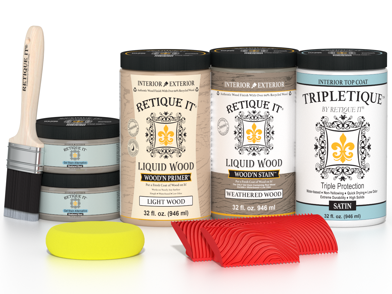 Large Weathered Wood Multi-purpose Wood'n Kit by Retique It® with satin finish for interior wood projects.