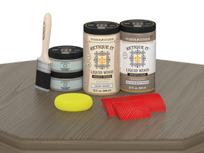 Large Weathered Wood Wood'n Finish Kit by Retique It®, featuring tools and materials for wood finishing projects.