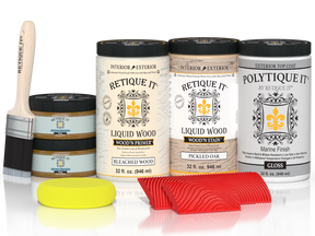 Large White Oak Wood'n Finish Kit by Retique It® with glossy exterior top coat for multi-purpose wood projects.