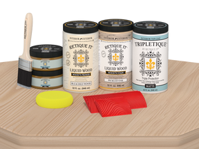 Large White Oak Wood'n Finish Kit by Retique It® for interior top coat application, showing wood finish and kit components.