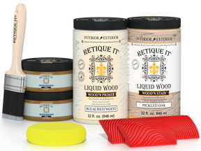 Large White Oak Wood'n Finish Kit by Retique It® featuring tools and materials for multi-purpose wood finishing projects.