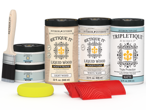 Large White Wash Wood'n Finish Kit by Retique It® for interior top coat, featuring wood grain and matte finish in an image.