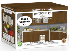 Retique It® Wood'n Cabinet Kit in Dark Pecan stain with 24 door grained design, showcasing a realistic wood grain finish.