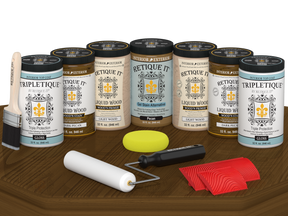 Dark Pecan Wood'n Cabinet Kit stain by Retique It® featuring a grained wood finish for cabinets.