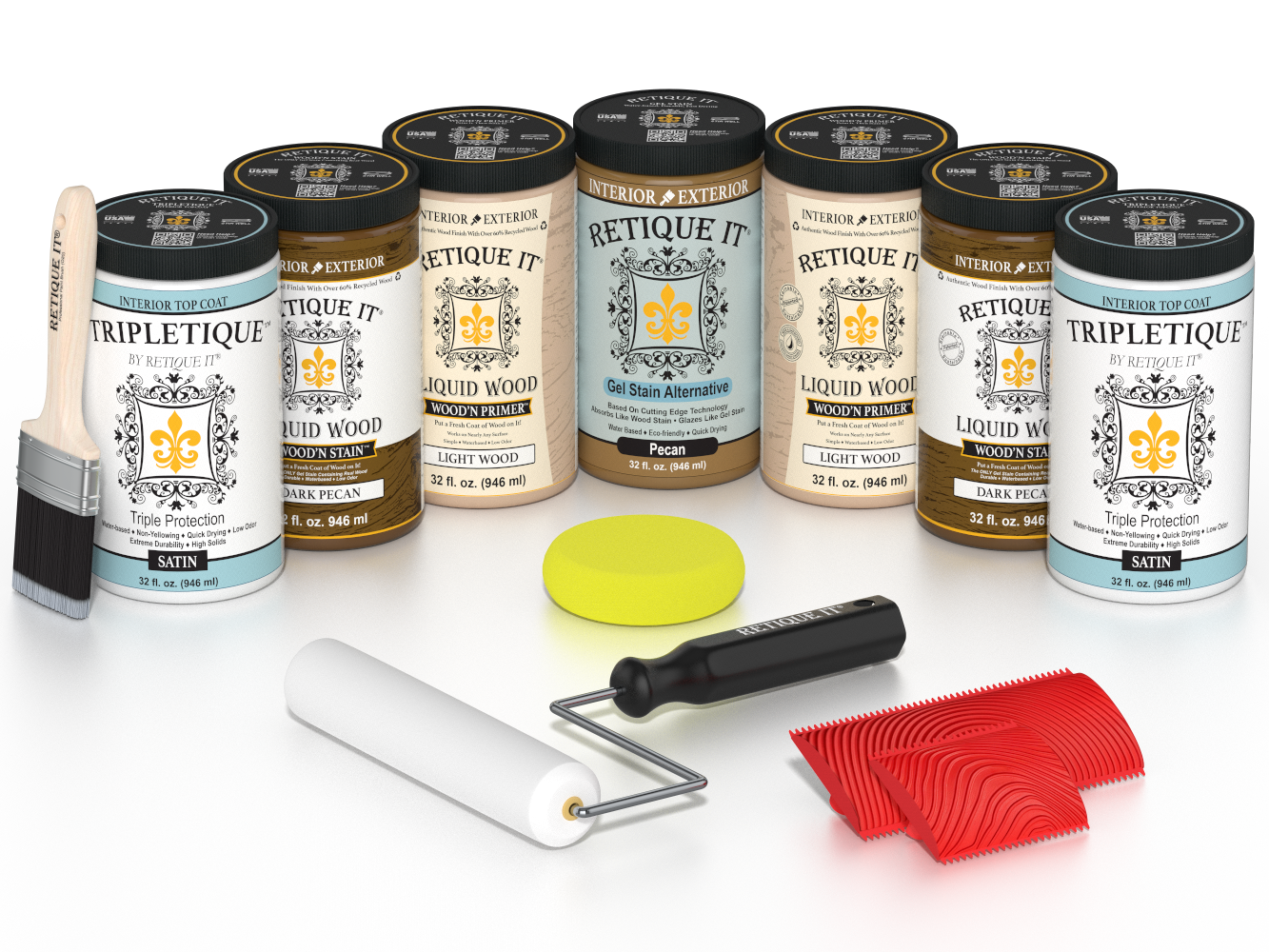 Dark Pecan Wood'n Cabinet Kit stain by Retique It® with 24 grained cabinet doors in satin finish.