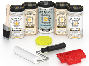 Retique It® Wood'n Door Kit in White Wash stain for front and garage doors, featuring natural wood finish and stain application.