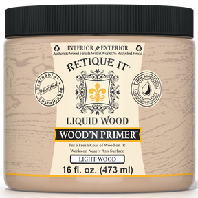 Retique It® Wood'n Primer in light wood color, a primer for wood surfaces, shown in a close-up image.