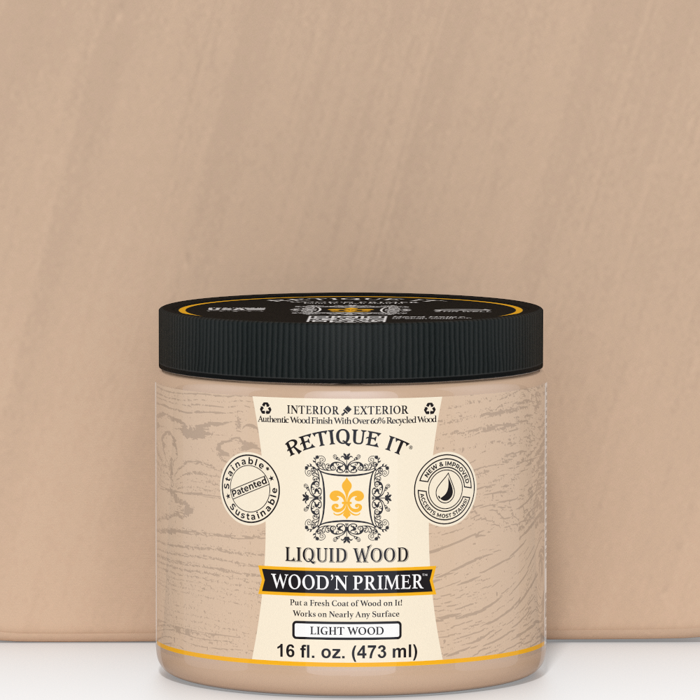 Light wood-colored primer swatch from Retique It® Wood'n Primer series, designed for priming light wood surfaces.