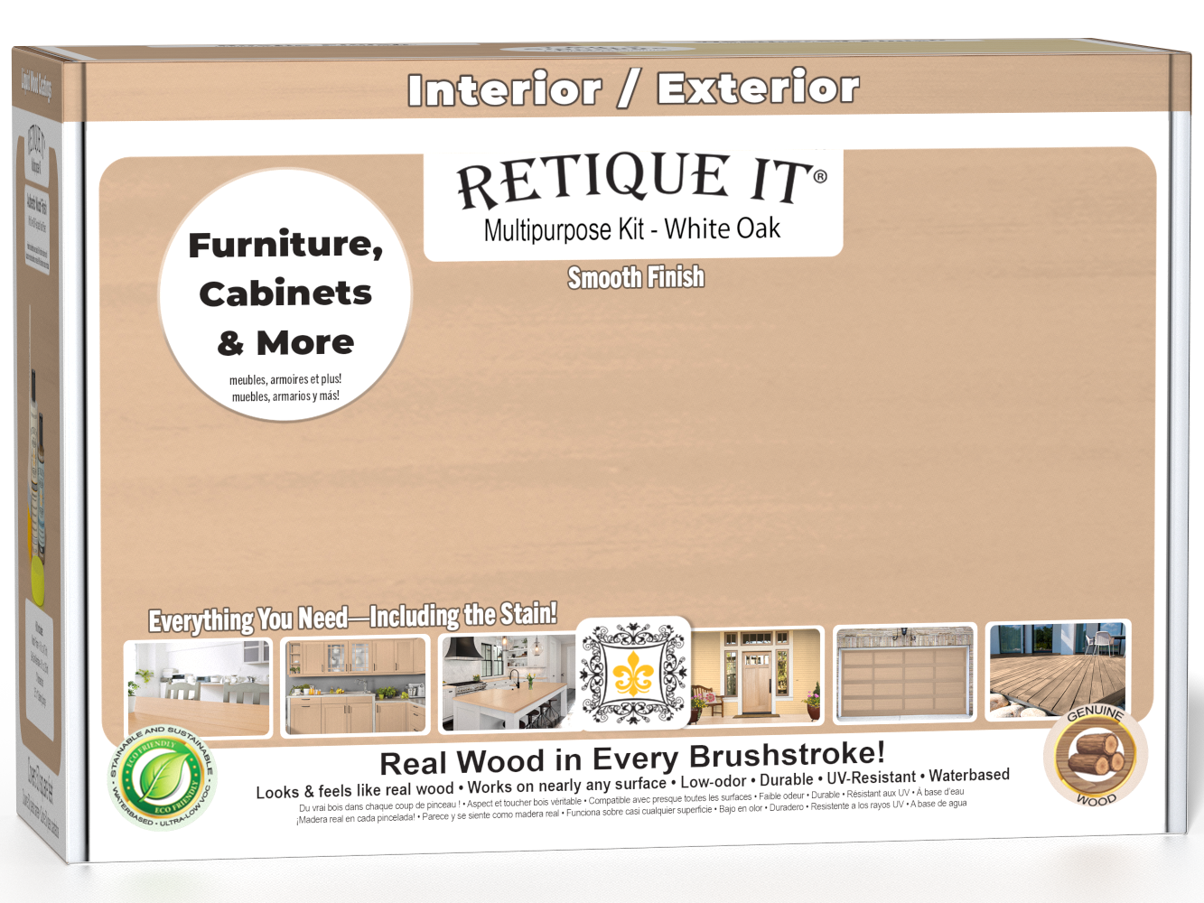 Retique It® Multi-purpose Smooth Finish Kit in White Oak for exterior top coat, featuring a sleek matte wood finish.