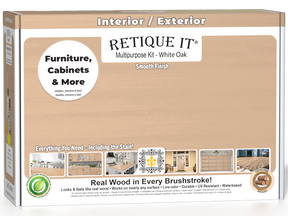 Retique It® Multi-purpose Smooth Finish Kit in White Oak with wood finish tools and supplies for furniture finishing.