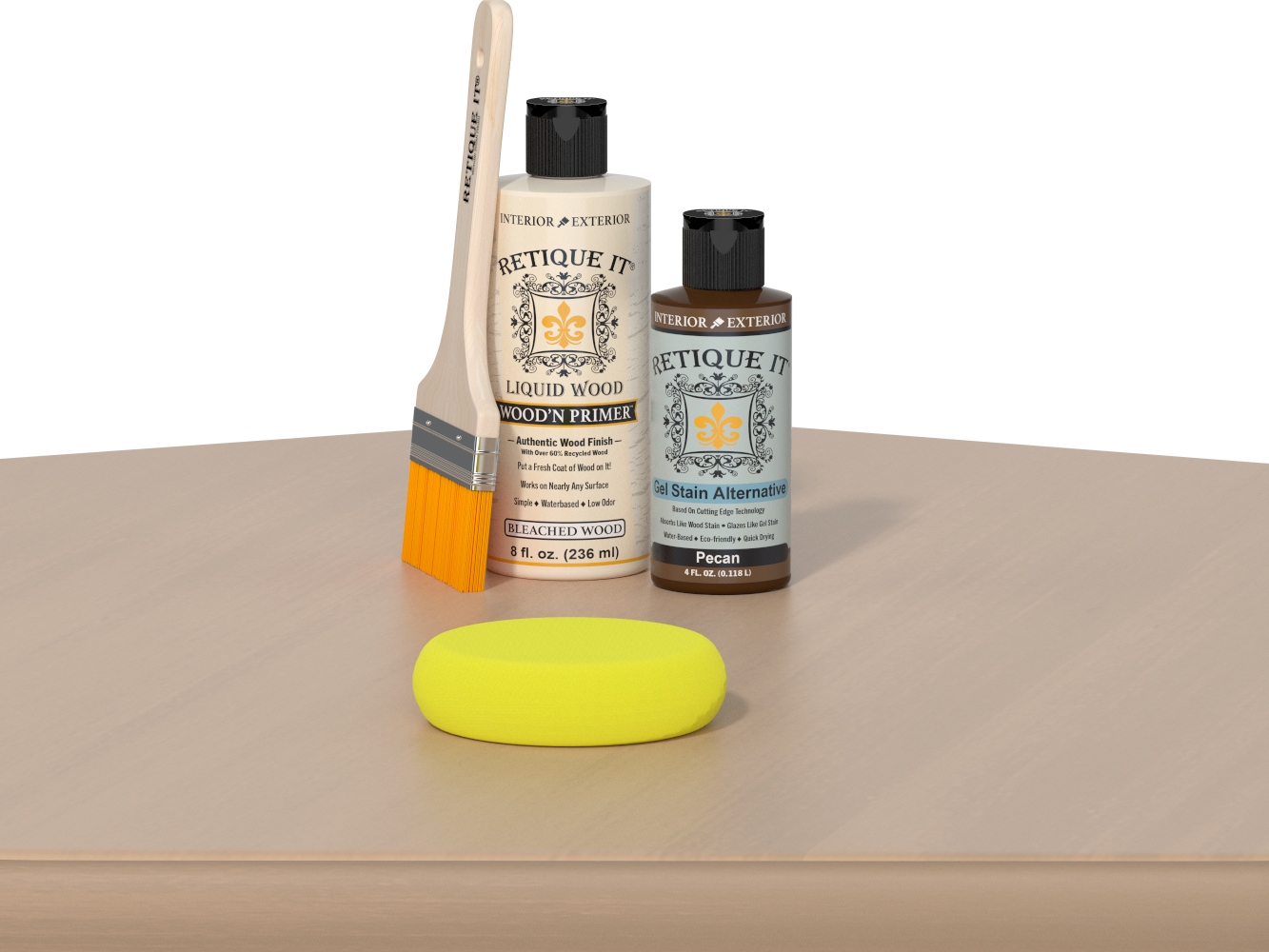Retique It® Wood'n Finish Kits Multi-purpose Smooth Finish Kit in White Oak, showing a wooden table with a smooth, polished surface.