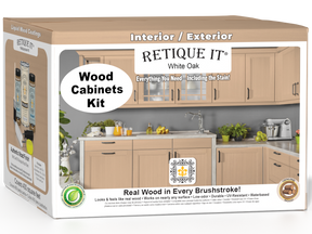 Retique It® Wood'n Cabinet Kit with 48 white oak stain doors, smooth finish, designed for cabinet renovation or DIY installation.