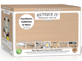 Retique It® Wood'n Finish Kits White Oak exterior top coat with four large containers in a multi-purpose smooth finish kit.